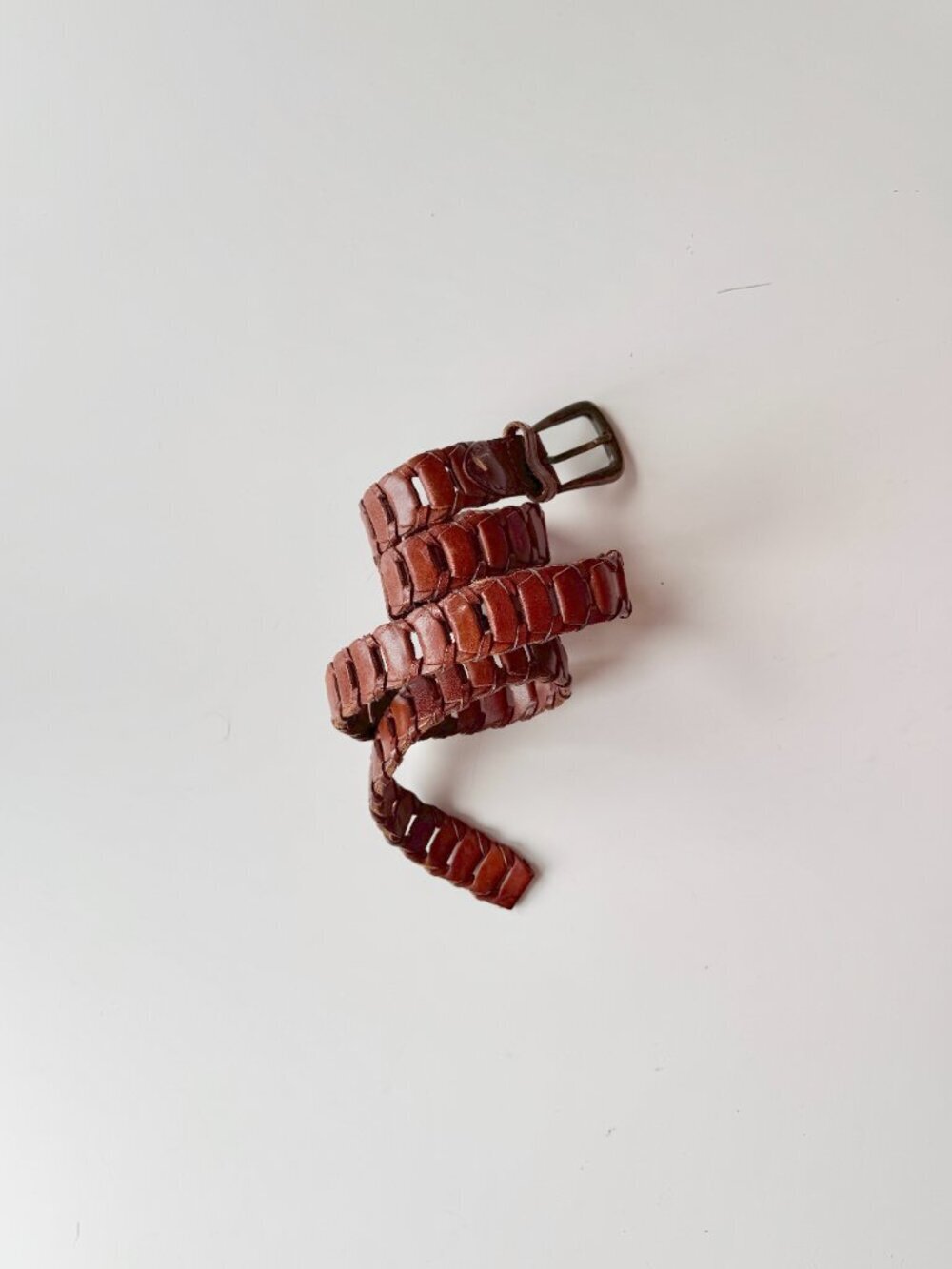 Vintage Made in Turkey Brown Woven Leather Waist Hip Belt, Size 34
